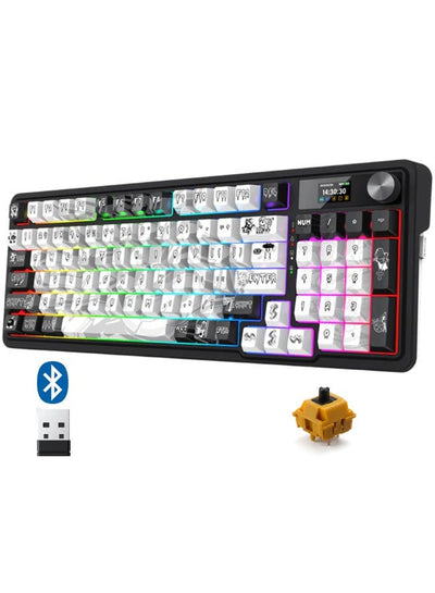 Tri-Mode Wireless Mechanical Gaming Keyboard 95 Key With TFT Display Screen Control Knob Gasket Mounted Design Custom Li