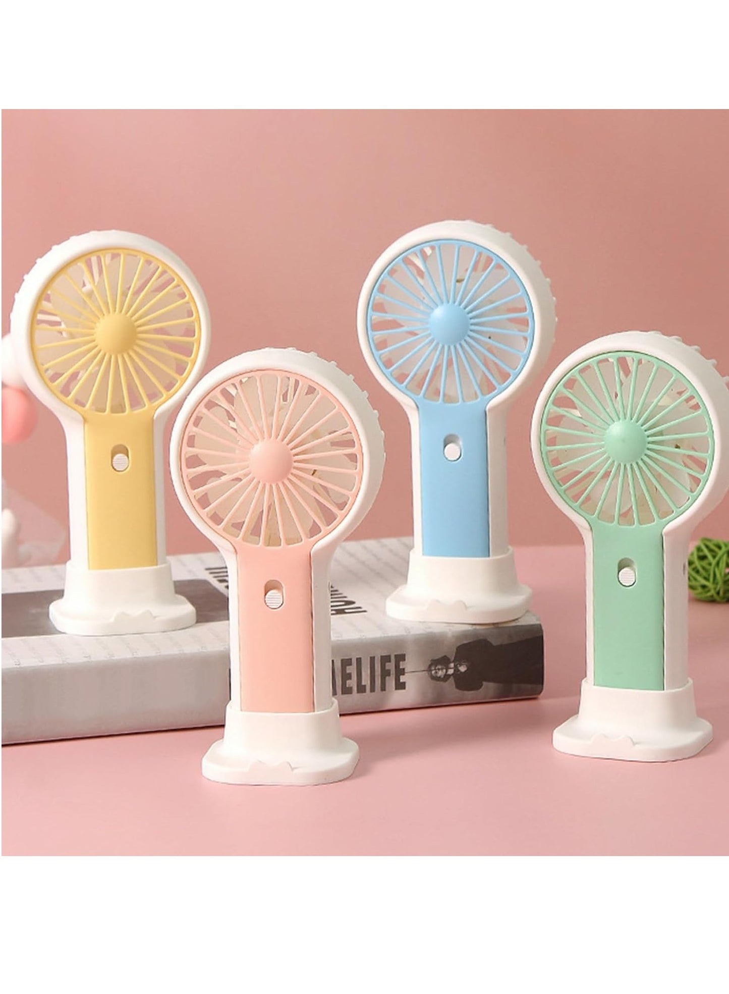 Portable Mini Fan USB Rechargeable Cute 1.5W Small Electric Fan For School ( Pink )