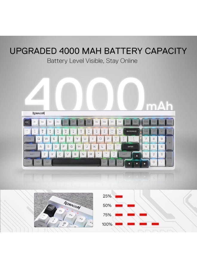 K656 Pro 3-Mood Mechanical Gaming Keyboard – Triple-Mode Connectivity (Bluetooth 3.0/5.0, 2.4GHz & USB-C Wired), 100-Key