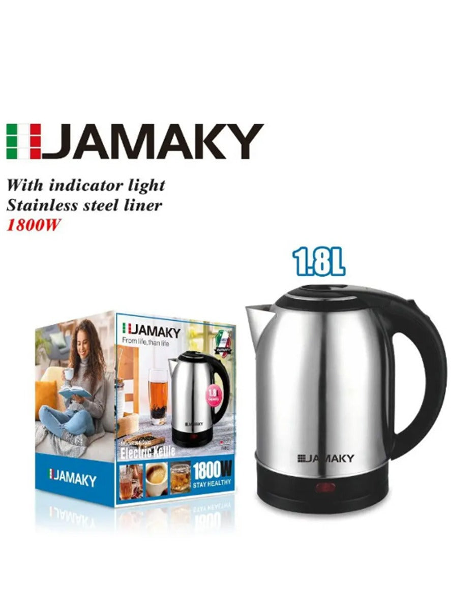 JAMAKY Italy Electric Kettle 1.8L - Stainless Steel Liner 1800W - JMK9502