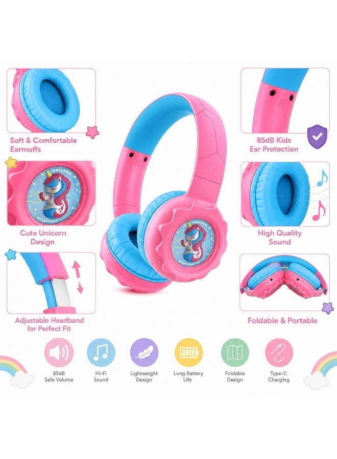B30 Kids Wireless Headphones – Bluetooth 5.4, 108dB Safe Volume Limit, 32mm Drivers, 15m Wireless Range, 500mAh Recharge