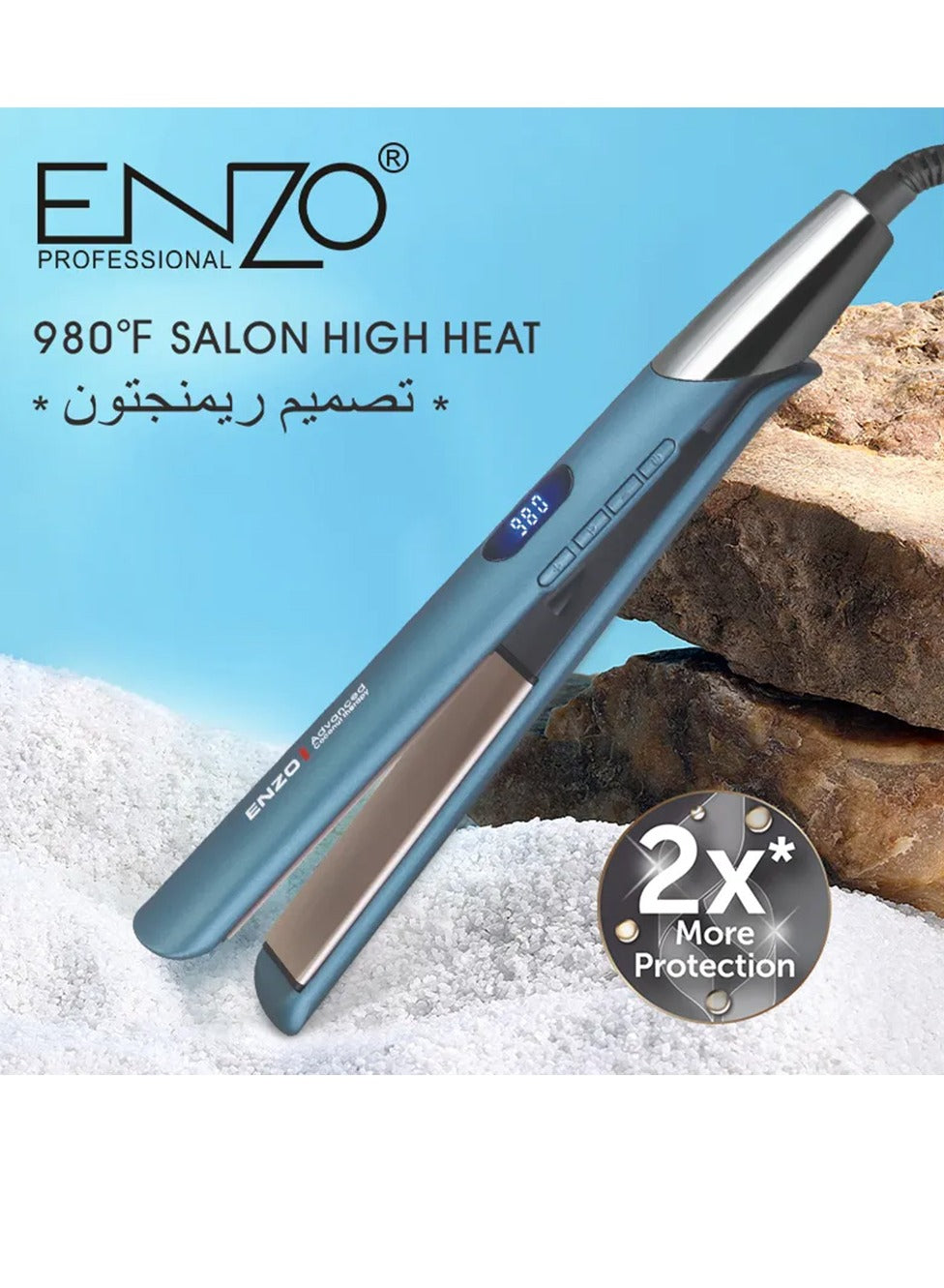 ENZO Professional hair straightener , salon temperature reaches 980 degrees Fahrenheit Advanced , Coconut Treatment EN-3863A