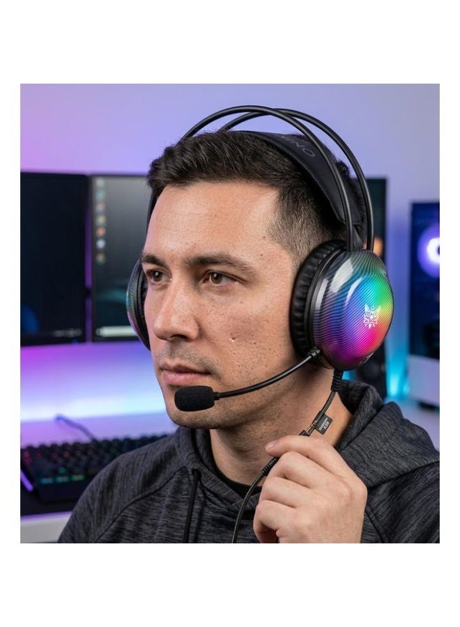 X29 RGB USB Wired Gaming Headset with Surround Sound and Noise Cancelling Microphone, Stereo Drivers, Adjustable Headban