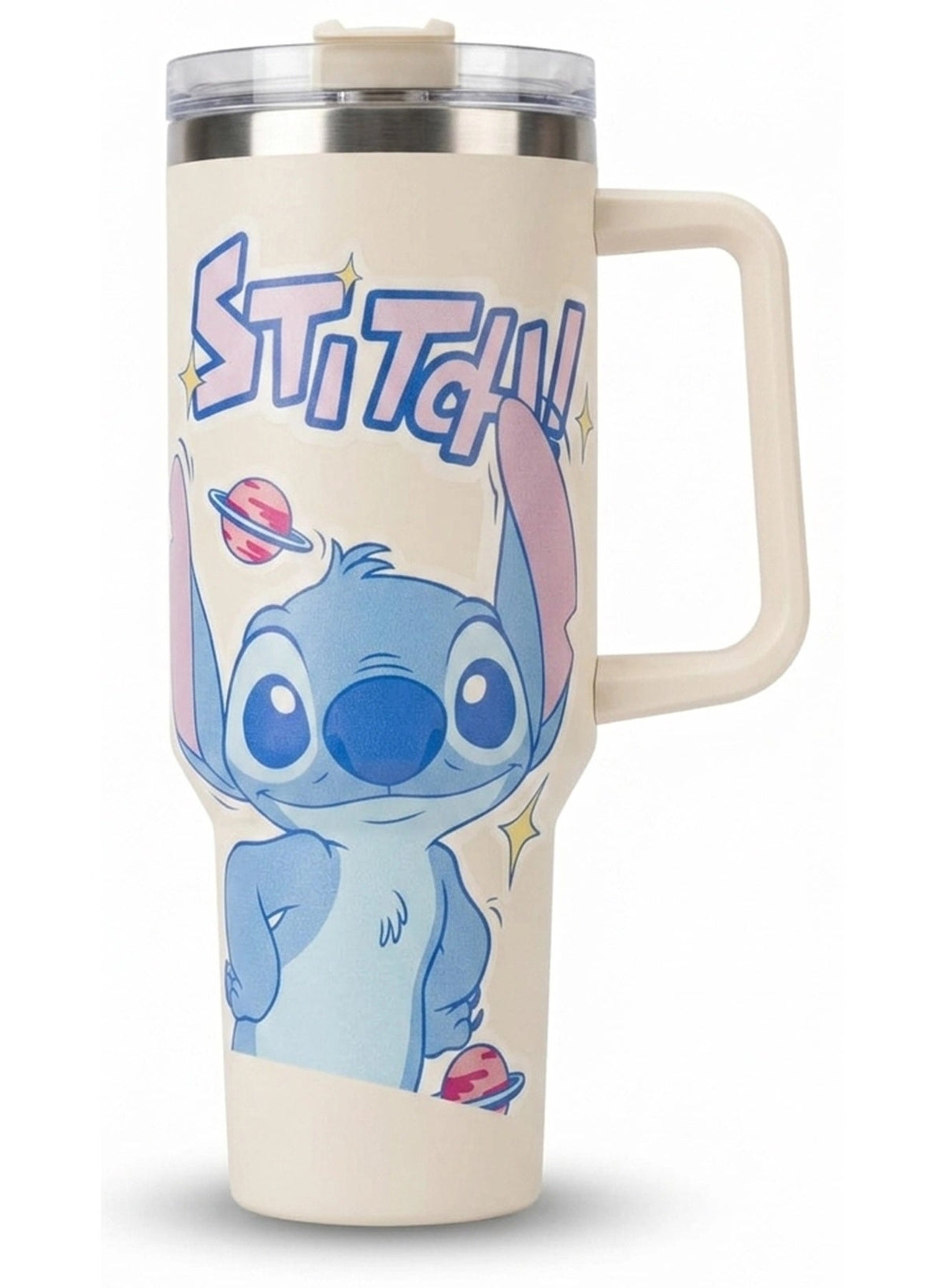 Thermal Mug 1200ML with Handle – Double Wall Vacuum Insulated Stainless Steel Tumbler with Lid, Stitch Cartoon Printed D