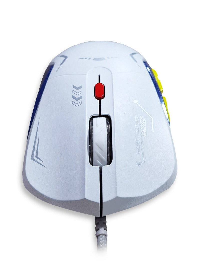 Forev E-Sports gaming mouse with 1.5M USB Cable , silent key ,macro program ming , optical engine , LED Light , 4-level adjustable (1200 - 1800 - 2400 - 3600 DPI ) - FV-X9 , white