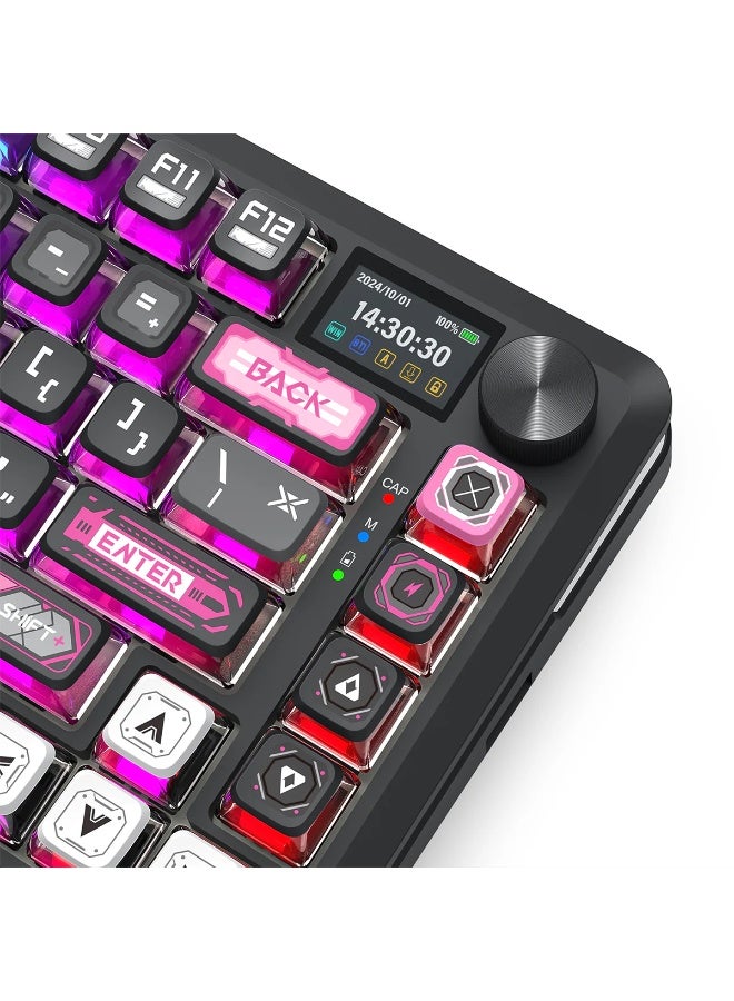 Wireless Mechanical Keyboard K708MC RGB FLEKACT Pro 82 Keys 75% Gasket Mounted RGB Backlit, with LCD Screen, Gasket Moun