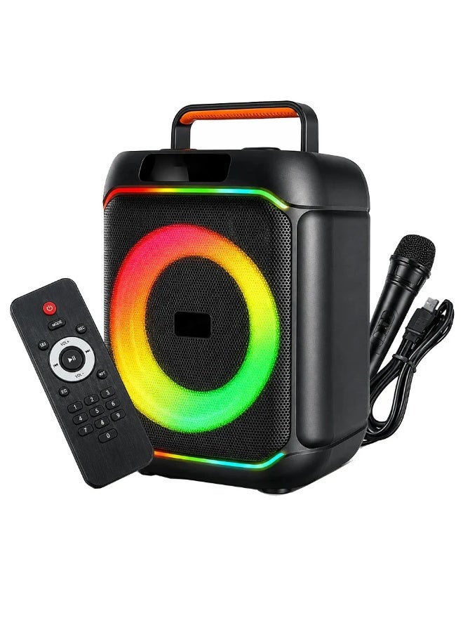V-2127 Portable Bluetooth Speaker with Microphone, 8-Inch Driver, 20W Powerful Sound, RGB LED Lights, 3600mAh Rechargeab