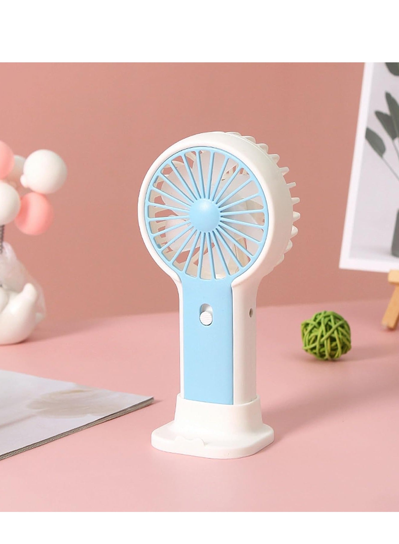 Portable Mini Fan USB Rechargeable Cute 1.5W Small Electric Fan For School ( Blue )