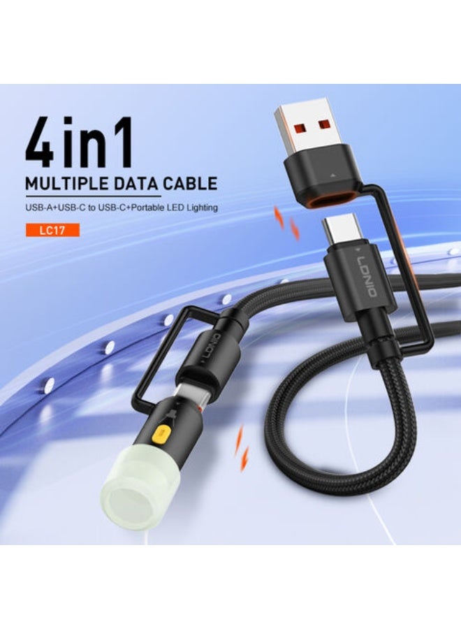 65W Fast Charging Power Delivery Cable With USB-A And USB-C To USB-C Connectors LED Indicator High-Speed Data Transfer B