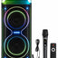 V-2875 Portable Bluetooth Speaker, Double 8-Inch Wireless Party Speaker with Powerful Bass, Rechargeable Karaoke Speaker