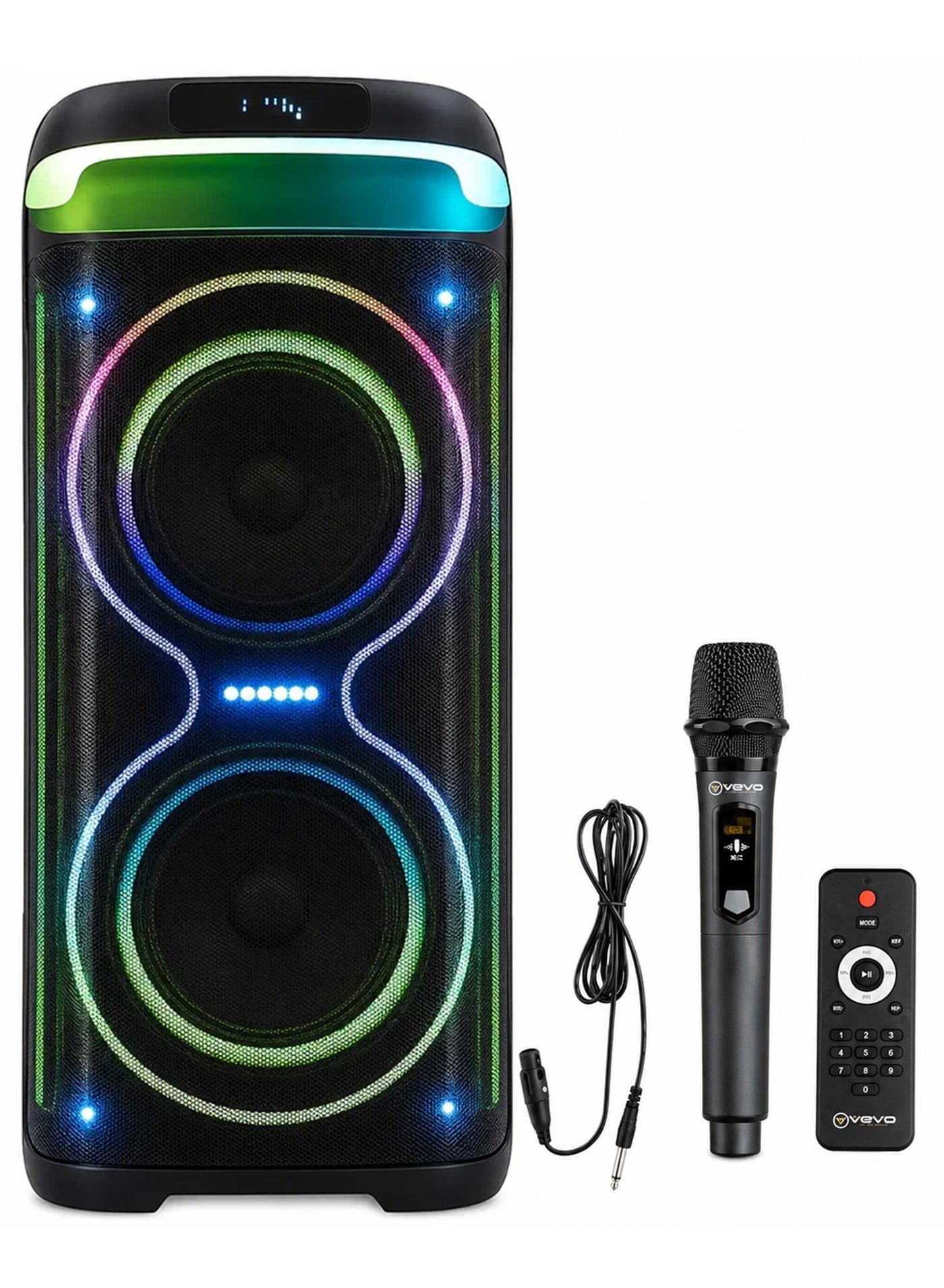 V-2875 Portable Bluetooth Speaker, Double 8-Inch Wireless Party Speaker with Powerful Bass, Rechargeable Karaoke Speaker