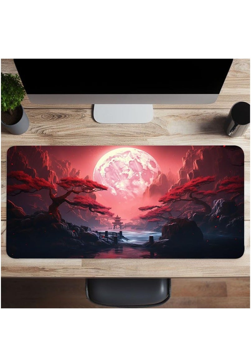 Landscape Red Moon Map Large Mouse Pad Computer Keyboard Pad Mouse Mat Desk Mats Anti-Slip Office Mouse Pad Desk Accesso