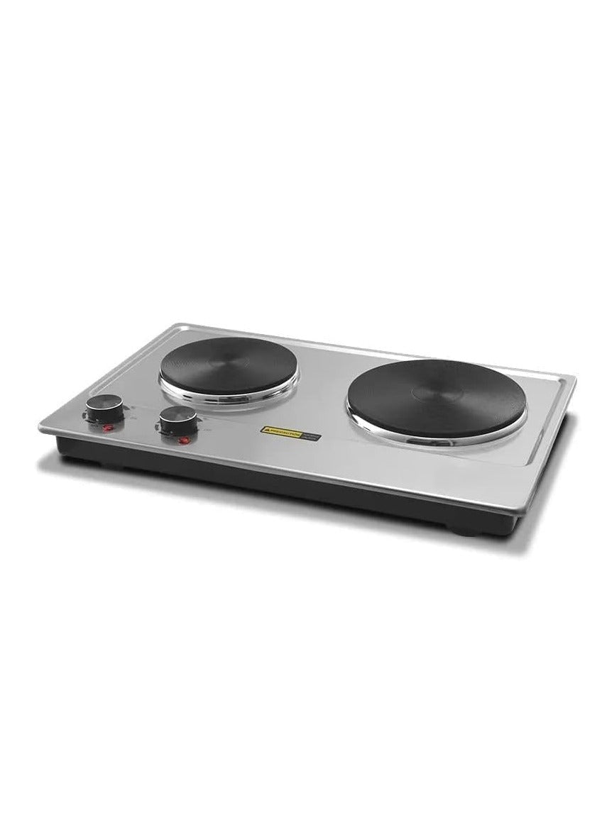 JAMAKY Italy Electric Flat Cooker, 2 Eyes, 1500+2000 Watt, Silver, JMK7010