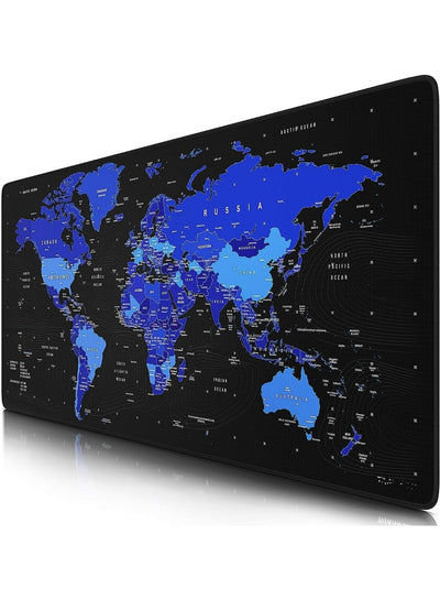 World Blue Extended Gaming Mouse Pad with Stitched Edges 80×30cm XL Desk Mat for Gaming, Office, Keyboard, Mouse, Laptop