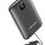 Super Slim Power Bank Fast Charging 10000mAh 22.5W – Ultra-Thin Portable Battery Pack with Built-in Type-C Cable, LED Di