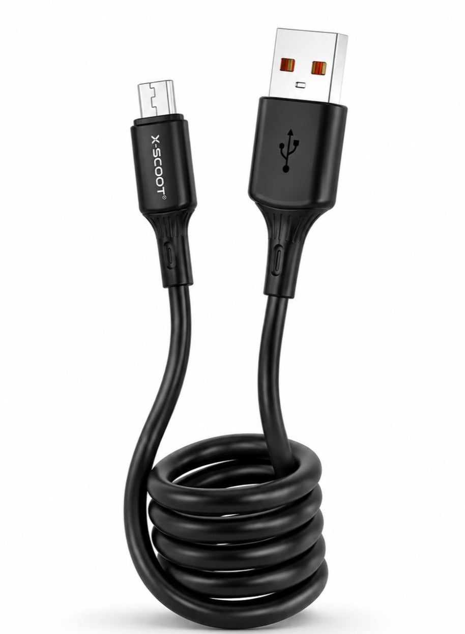 CL-162 60W USB-A to Micro USB Silicone Fast Charging & Data Cable, 1M Soft Flexible Cord, High-Speed Sync, Fireproof Dur
