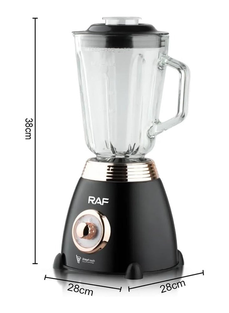 RAF Electric Blender R.2836 has a power rating of 1000 watts and a capacity of 1.5 liters. It is known for its quality and performance