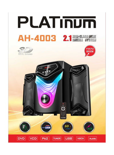 Platinum Subwoofer For Computer with Bluetooth Connection - AUX Cable - Memory Card port - USB port And Remote Control Model AH-4003