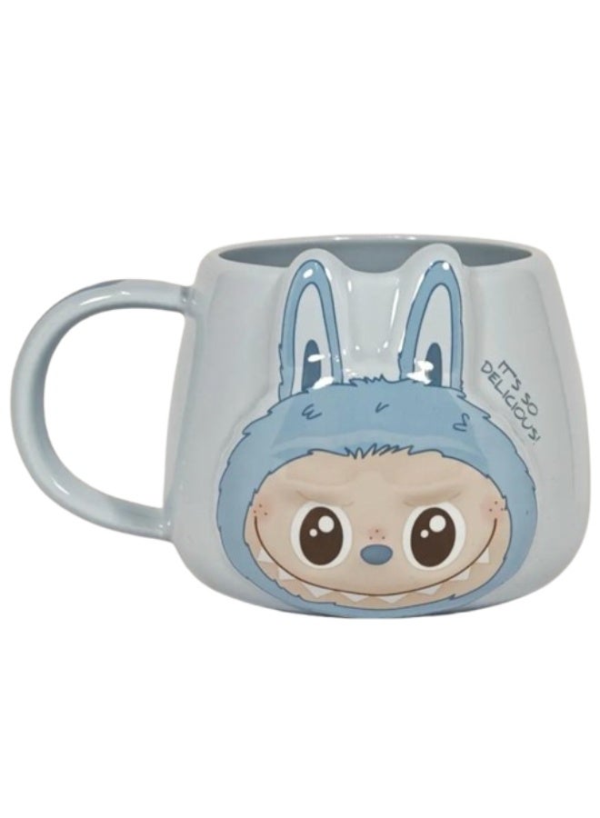 Labubu Ceramic Mug 350ml, Cute Cartoon Coffee Mug, Large Capacity Ceramic Tea Cup with Vibrant Character Design, Glossy 