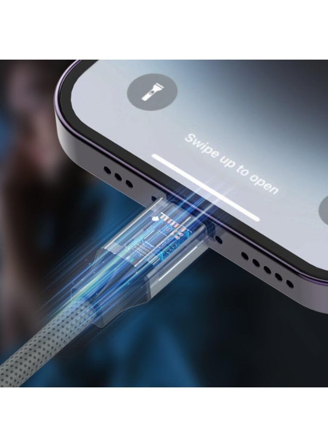 Type-C To Type-C Fast Charging Cable 2M With 100W Power Delivery High-Speed Data Transfer Durable Braided Design For Sma