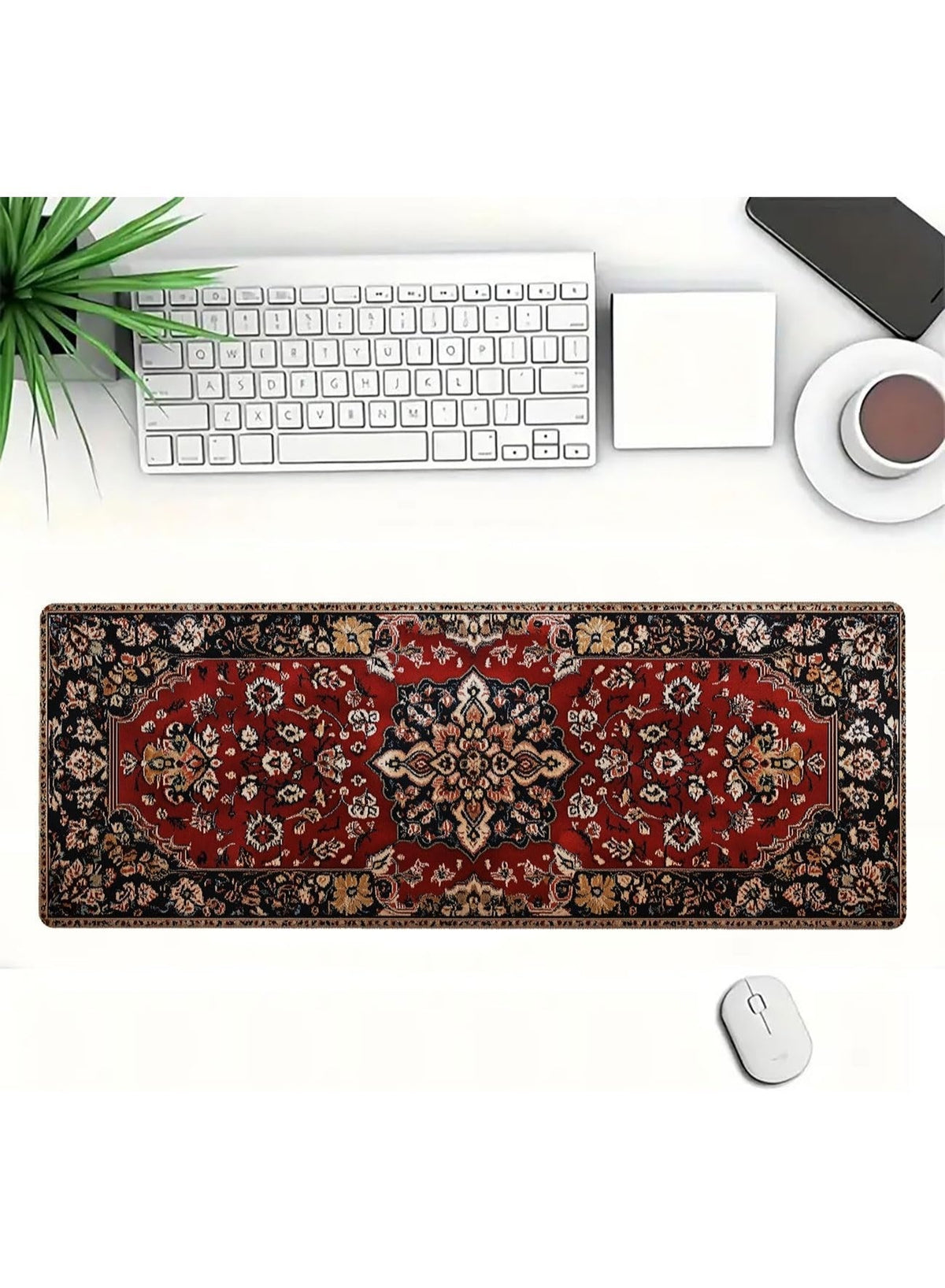 Bohemian Gaming Large Mouse Pad Retro Boho Red Mousepad Large Gaming Mouse Pad Laptop Keyboard Mat Non-Slip Rubber Base 