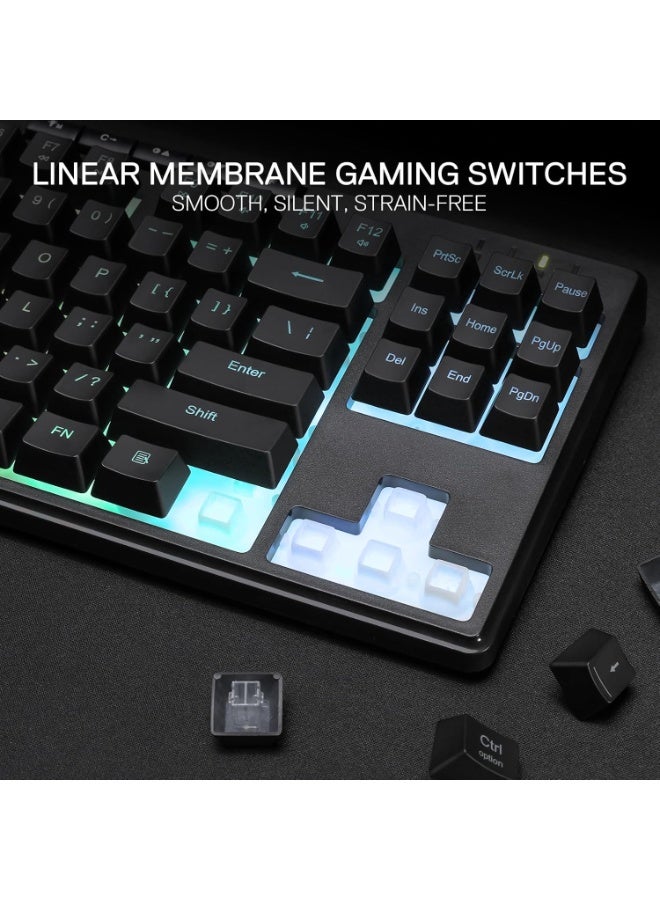 K516 PRO Shiva TKL RGB Wireless Membrane Gaming Keyboard, 87 Keys Mechanical-Feel Keyboard w/Smooth Linear Switch, On-Bo
