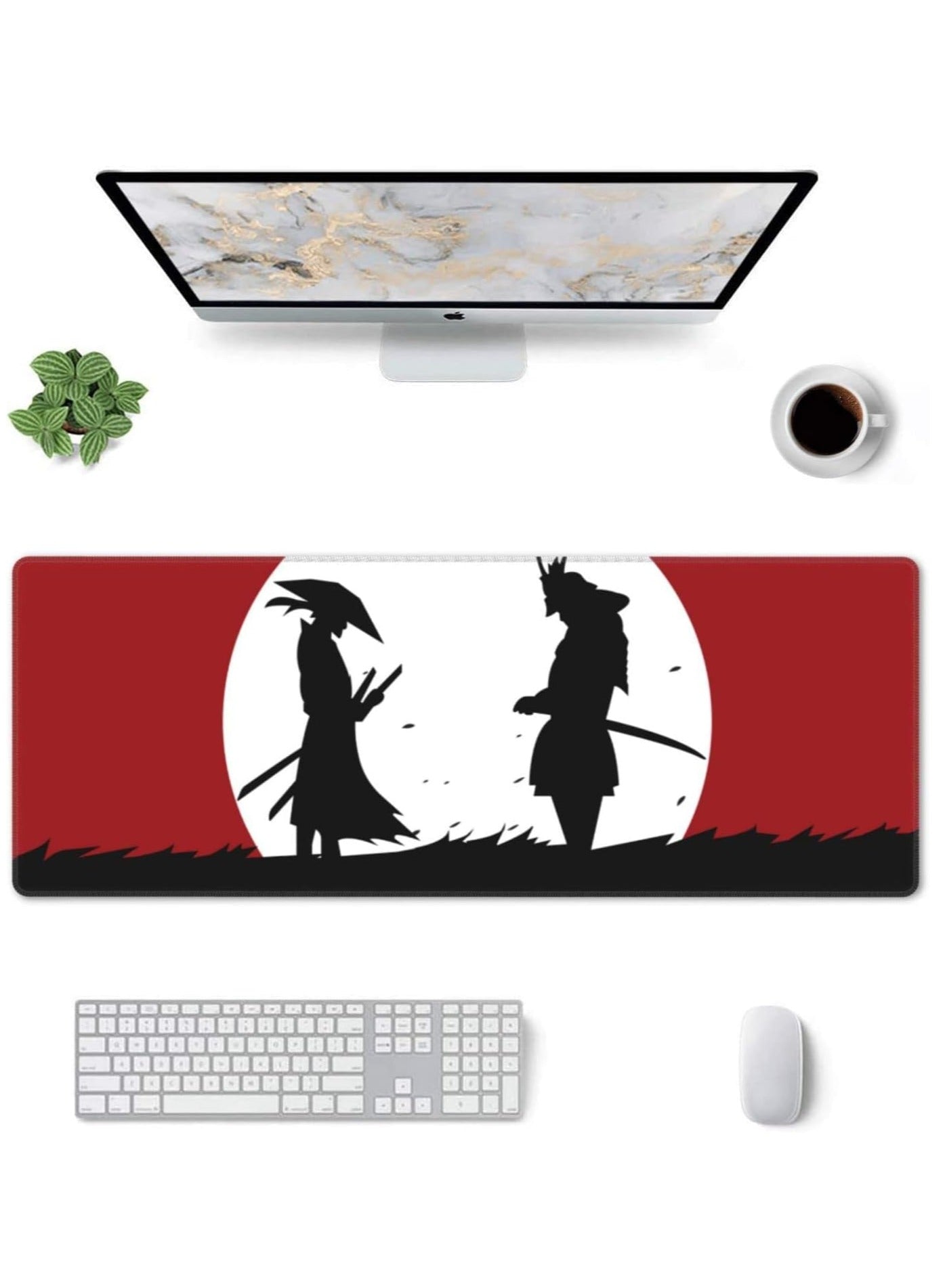 Japanese Samurai Battle Gaming Mouse Pad Large XL Desk Mat Long Extended Pads Big Mousepad for Home Office Decor Accessories ( 80x30x2mm )