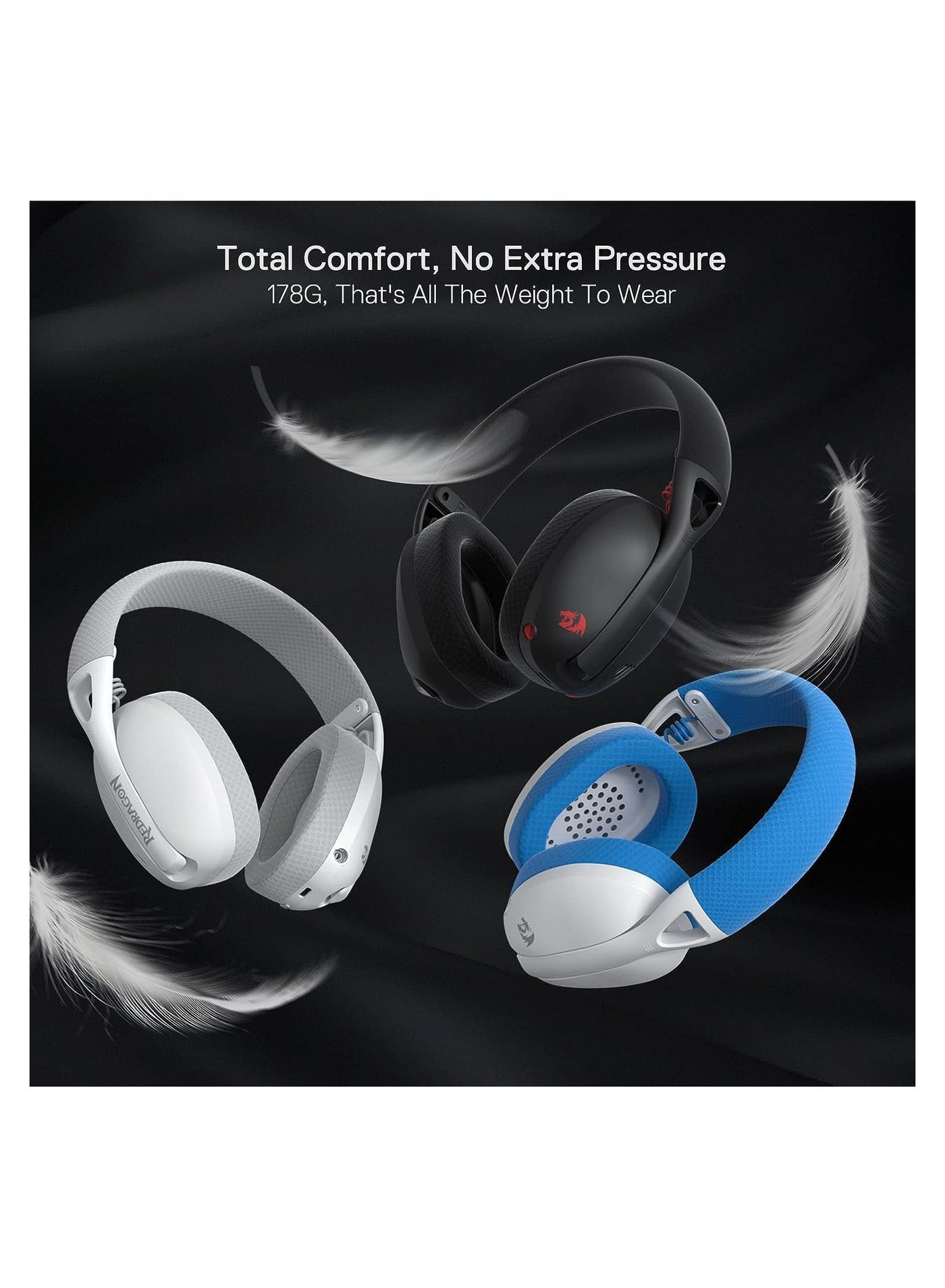 سماعة جيمنج Redragon H848 Wireless بلوتوث خفيفة الوزن أسود