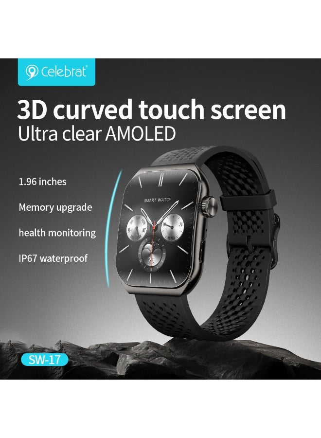 SW-17 AMOLED Smart Watch with 1.96" HD Display, Bluetooth Calling, AI Voice Assistant, Heart Rate & Sleep Monitor, 100+ 