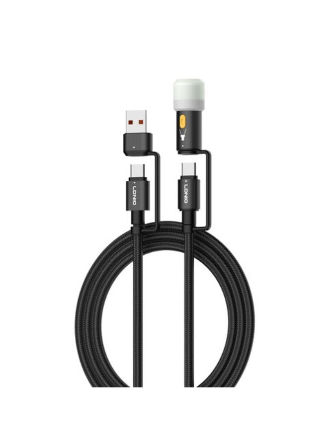 65W Fast Charging Power Delivery Cable With USB-A And USB-C To USB-C Connectors LED Indicator High-Speed Data Transfer B