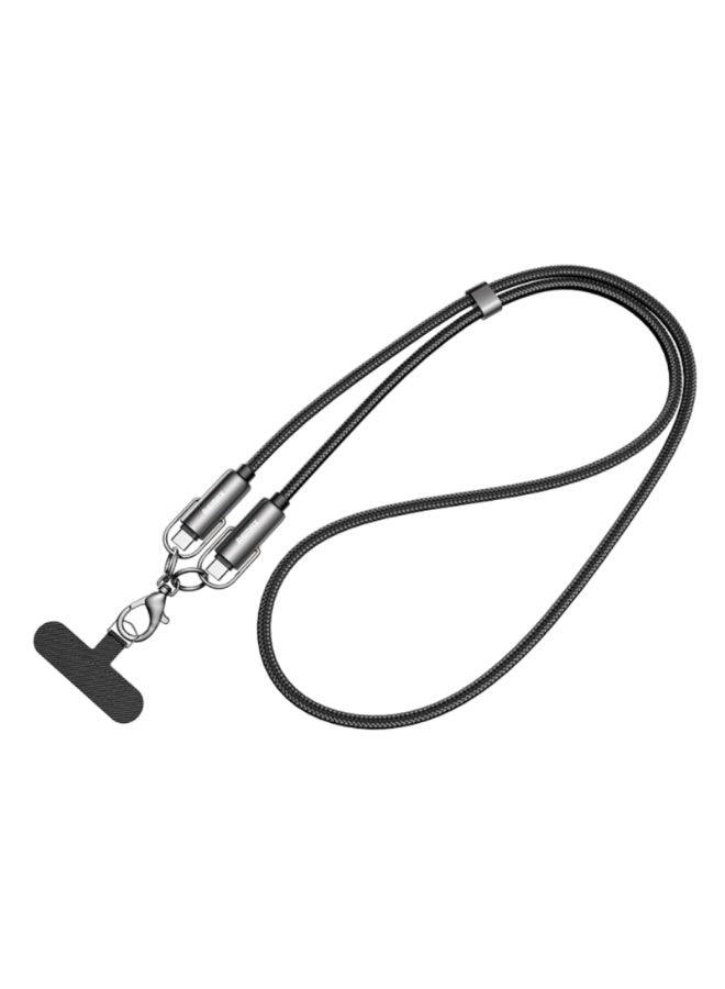 Fast Charging Cable C20 , Zinc Alloy Type-C to Type-C 65W  Cable , 1.2m Braided Durable Design with Hanging Lanyard, Str