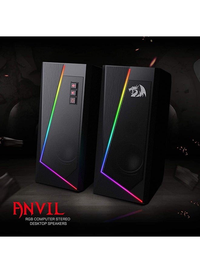 سماعات للكمبيوتر Redragon GS520 Anvil ستيريو بإضاءة RGB أسود