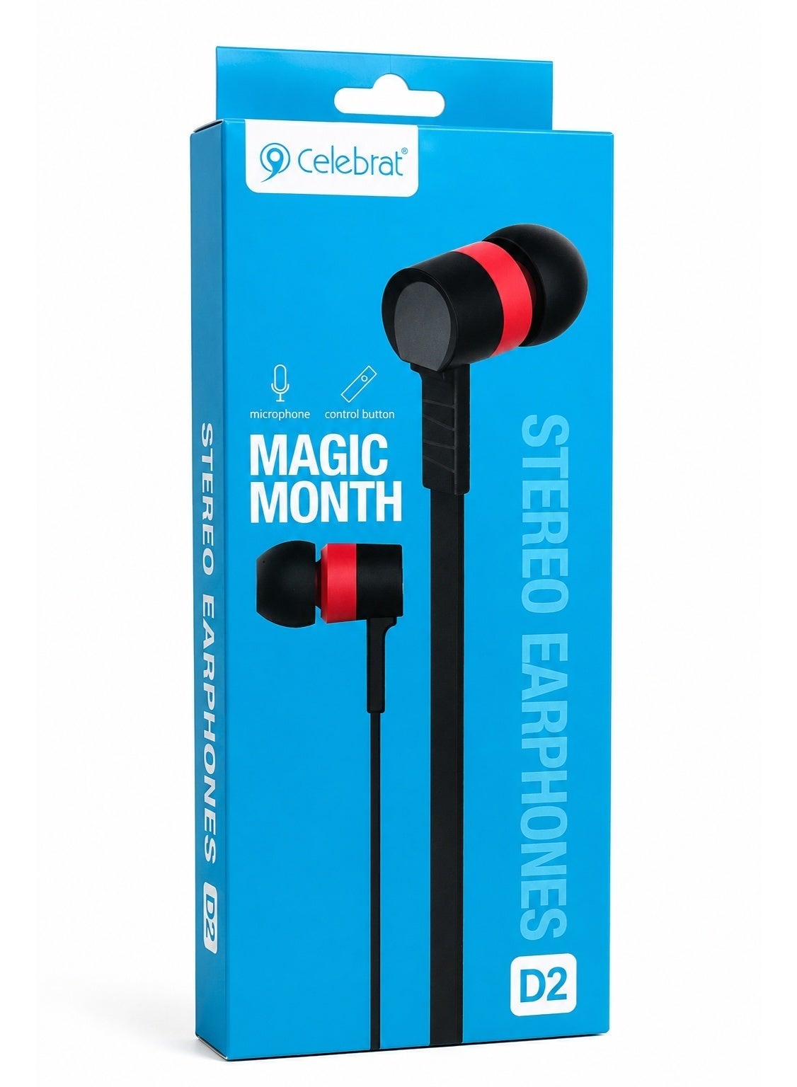 D2 Wired In-Ear Earphones – Clear Stereo Sound Quality, Built-in Microphone for Hands-Free Calls, Comfortable Ergonomic 
