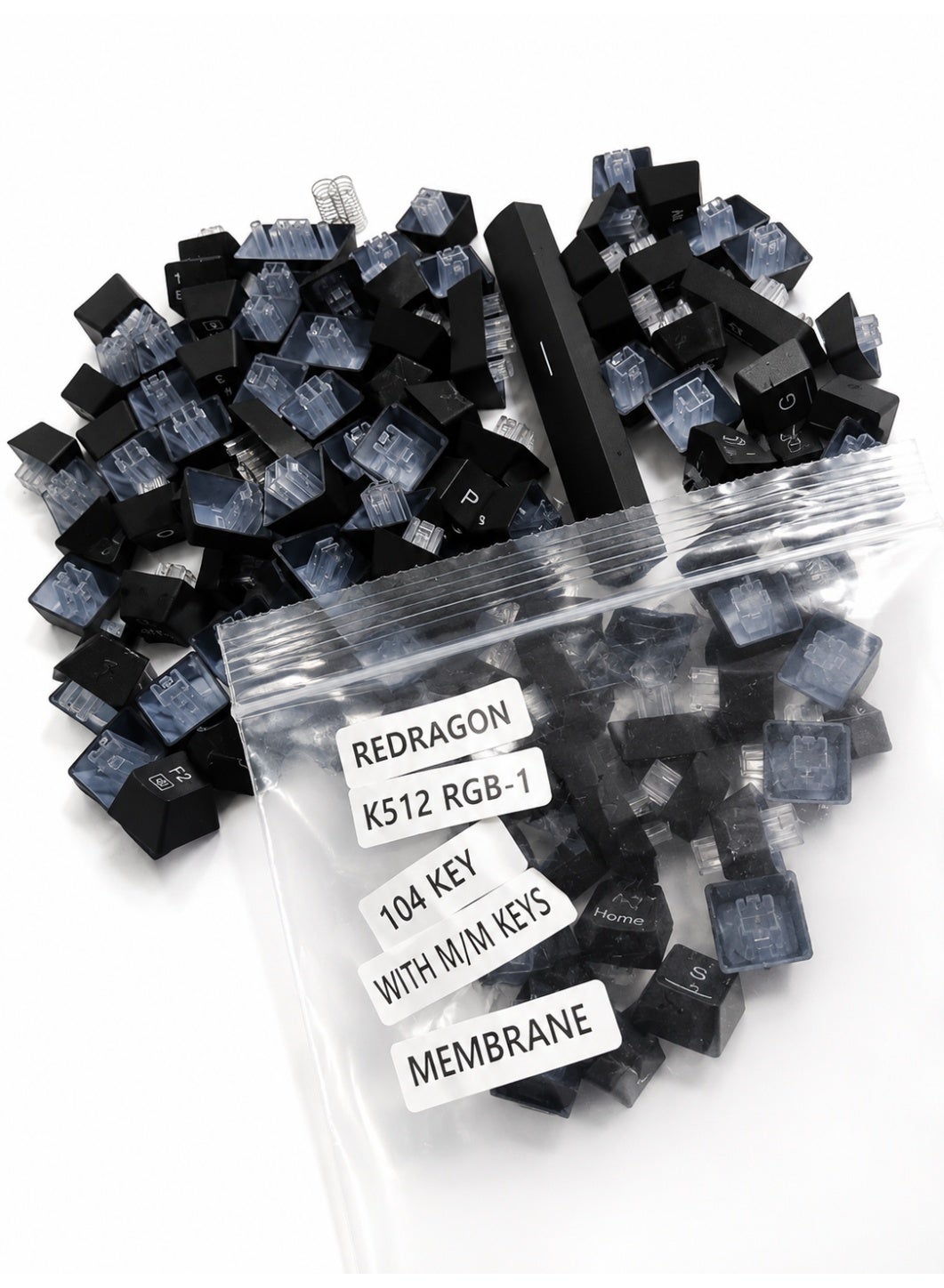 K512-RGB-1 104 Keys Replacement Keycaps Set with Multimedia Keys for Mechanical Keyboard, Premium Black PBT Keycaps for 