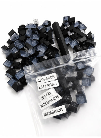 K512-RGB-1 104 Keys Replacement Keycaps Set with Multimedia Keys for Mechanical Keyboard, Premium Black PBT Keycaps for 