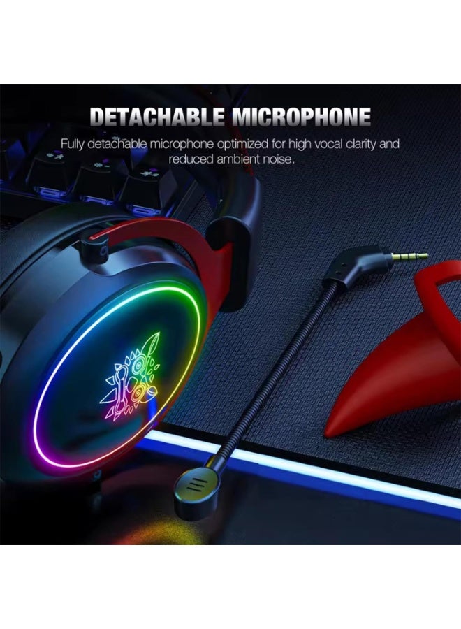 Wired Professional Gaming Headset X10 RGB with Noise Cancelling Microphone, Over-Ear Fabric Cushions, Clear Sound Perfor