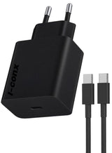 شاحن حائط I-conx K-58 سريع 45W PD مع كابل USB-C وحماية ذكية – أسود