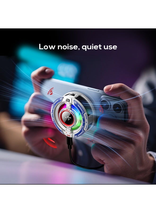 CX16 Mobile Phone Cooler with Digital Temperature Display – Semiconductor Gaming Cooling Fan, AI & Frozen Cooling Modes,