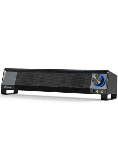 Kisonli Soundbar Computer , Speaker Integrates 2 Auxiliary ports For Microphones And Headphones X2