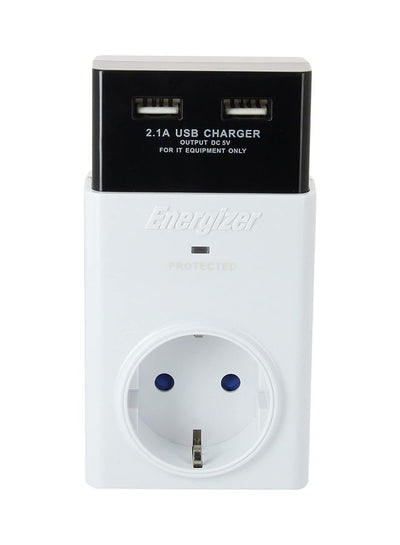 USB Wall Charger With Surge Protector White/Black