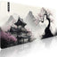 Japanes Watercolor Cherry Blossom Extended Gaming Mouse Pad with Stitched Edges 70×30cm XL Desk Mat for Gaming, Office, 