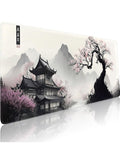Watercolor Cherry Blossom Gaming Mouse Pad 70x30cm Stitched Edges