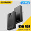 شاحن حائط ESSAGER JT-CG65AC1U1 GaN قوة 65W منفذين PD رفيع أسود