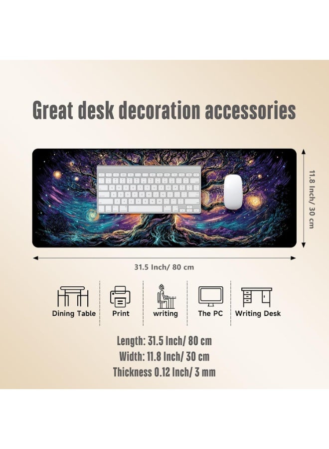 Elven Forest 1 Mouse Pad Extended Gaming Mouse Pad with Stitched Edges 70×30cm XL Desk Mat for Gaming, Office, Keyboard,