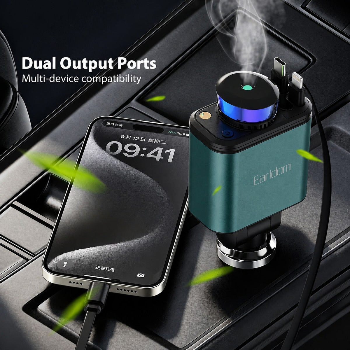 CH-272 65W Smart Fast Wall Charger with LCD Power Display, Dual-Port USB-C & USB-A Charging Adapter, AC 100–240V Travel 