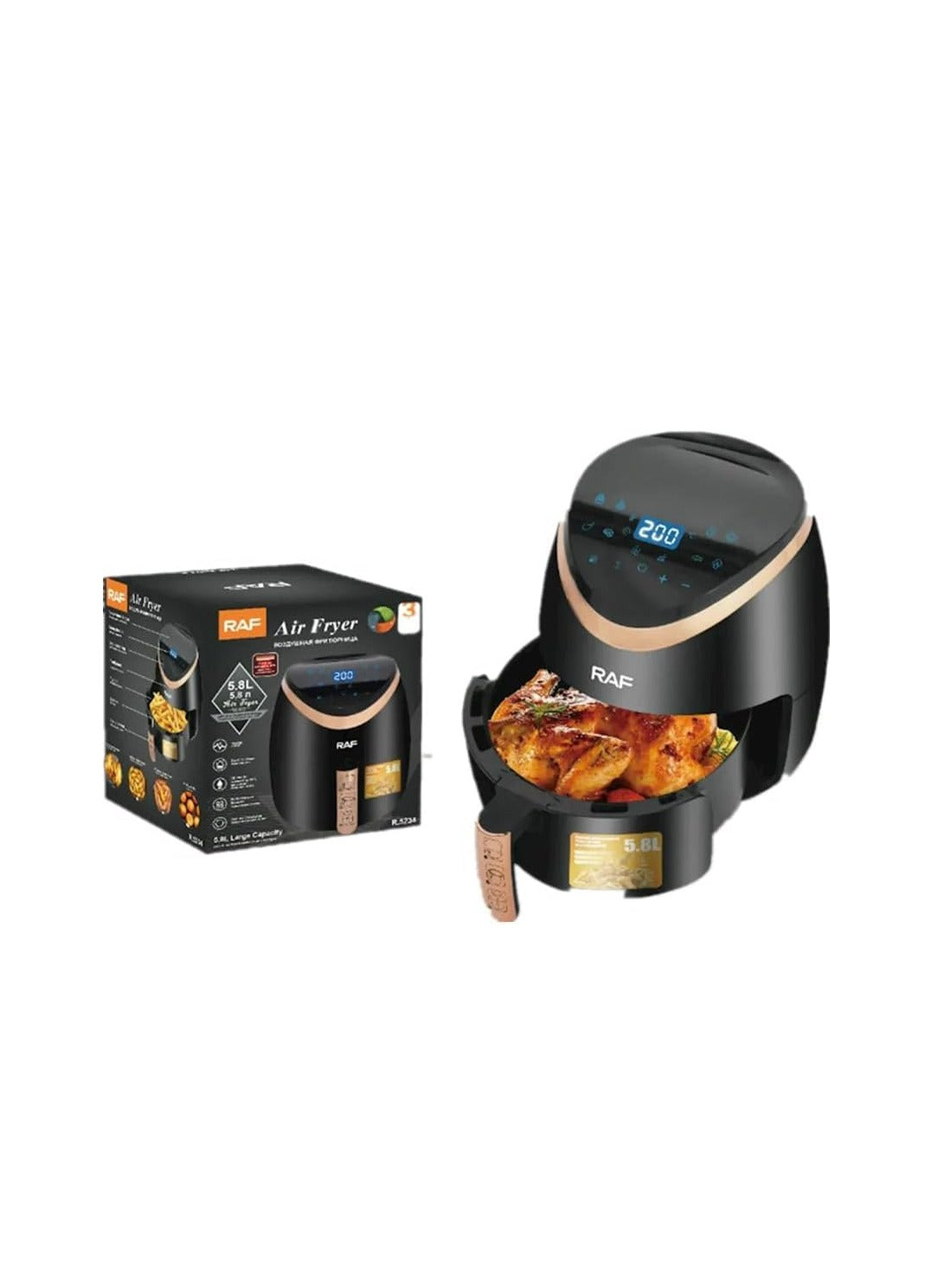 RAF Air Fryer R.5234 , 5.8L 1500W - Black