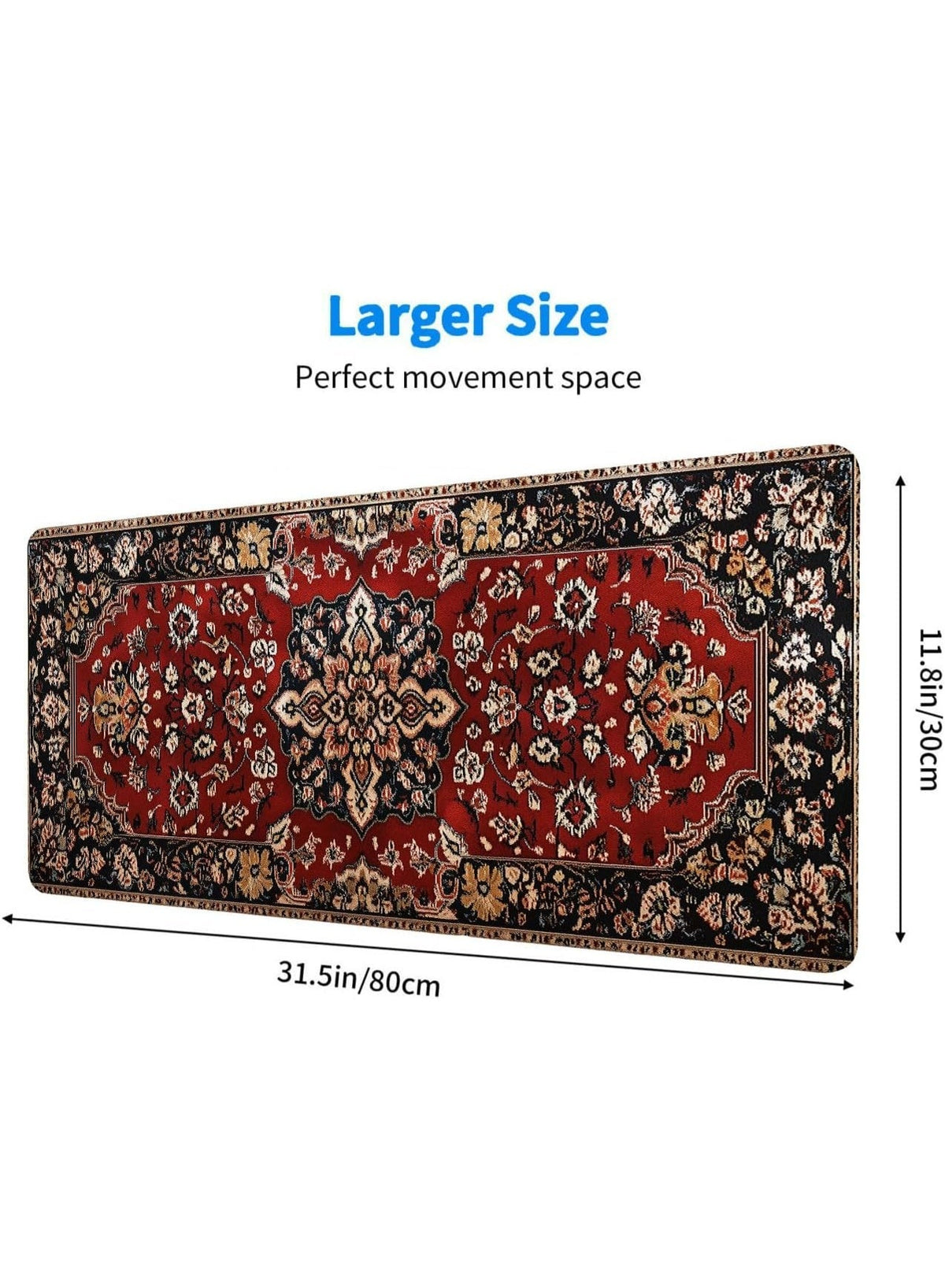Bohemian Gaming Large Mouse Pad Retro Boho Red Mousepad Large Gaming Mouse Pad Laptop Keyboard Mat Non-Slip Rubber Base 