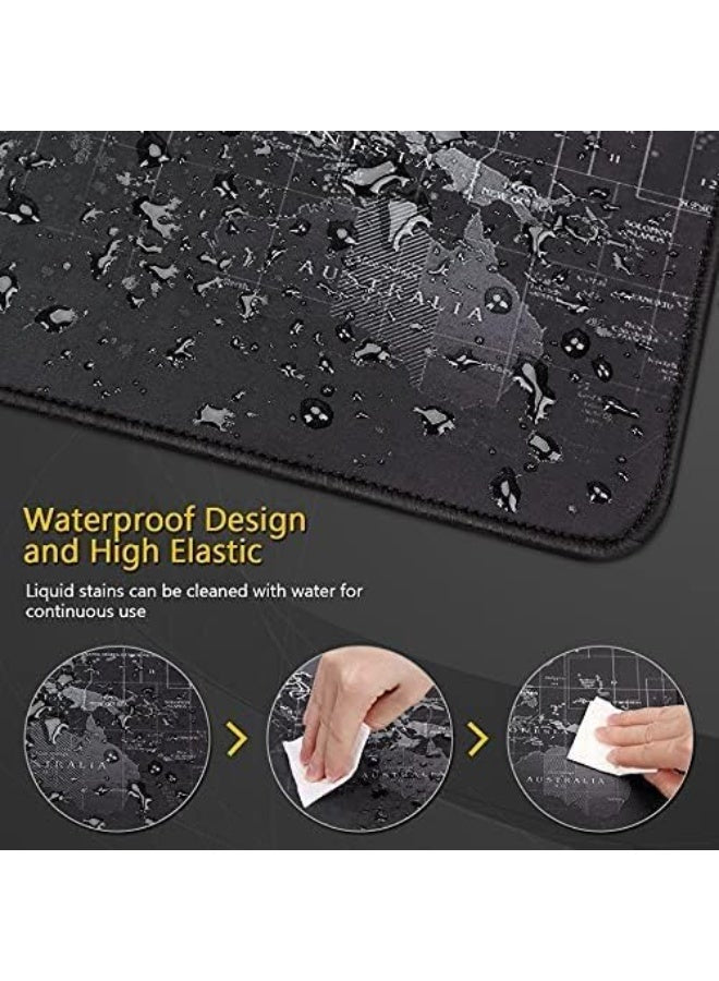World Blue Extended Gaming Mouse Pad with Stitched Edges 80×30cm XL Desk Mat for Gaming, Office, Keyboard, Mouse, Laptop