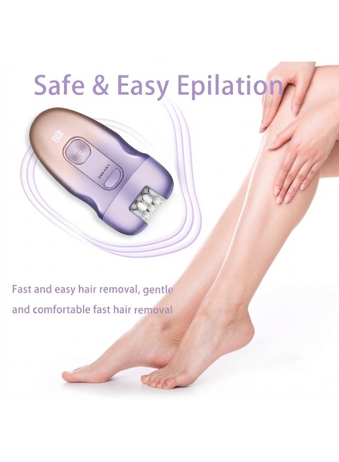 SK-17006 3-in-1 Women’s Epilator, Rechargeable Electric Hair Removal Machine with Shaver & Exfoliation Heads, 2 Speed Se