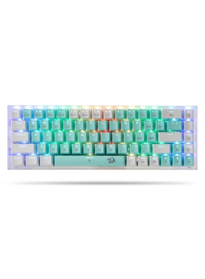 كيبورد جيمنج Redragon K631 CASTOR PRO ميكانيكال بتصميم شفاف ومفاتيح Panda